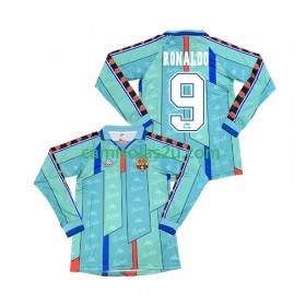 Camisolas de futebol FC Barcelona Ronaldo 9 Retro Equipamento Alternativa 1996 1997 Manga Comprida